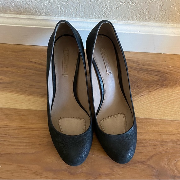 Massimo Dutti black leather high heel round toe pumps EU38 - Picture 1 of 8